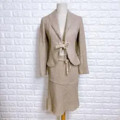 3629 組曲 セットアップ S2 ベージュ ウール混 ツイード 入学式 卒業式