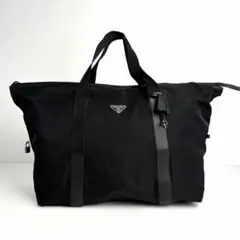 極美品 PRADA プラダ ボストンバッグ ナイロン×サフィアーノレザー