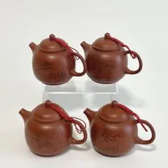 中国宜興 紫砂壺 四君子 在銘 朱泥 急須 茶壺 煎茶道具 中国茶器 台湾茶器