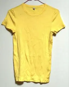 UNIQLO ユニクロ イエロー リブ編み 半袖Tシャツ