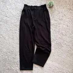 【ZARA】ハイウエストワイドパンツ ウエストゴム レーヨン混 シンプル S 黒