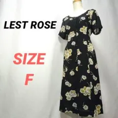 LEST ROSE　レストローズ　花柄ワンピース　半袖　総柄　黒