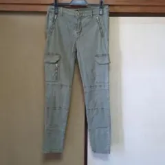 ZARAWOMANストレッチカーゴパンツカーキグリーン スリムフィット