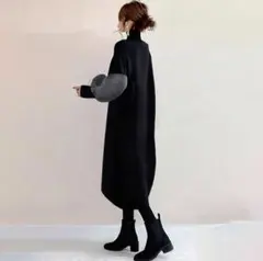 ノースリーブタートルニットワンピース