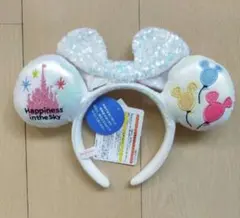 ディズニー カチューシャ スパンコール ミニー バルーン リボン ホワイト