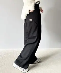 履くたびキュン ペインター ツイル＆ワイド デニム パンツ / ブラック