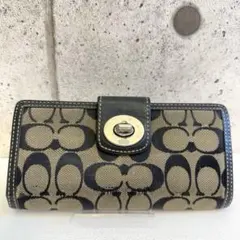 u*0様 Coach コーチ シグネチャー 長財布 ブラック系 キャンバス×レザ