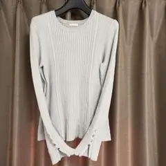 GU グレー リブ編み 長袖春秋ニット L