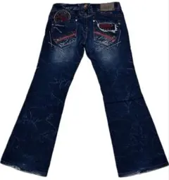 y2k 00s 平成 RIOBERA ローライズ フレアデニム 刺繍 スカル