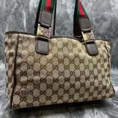 ✨美品✨GUCCI GG シェリーライン ハンドバッグ ブラウン レザー ロゴ