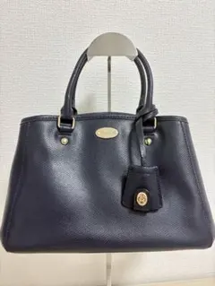 COACH コーチ ネイビー レザー ハンドバッグ