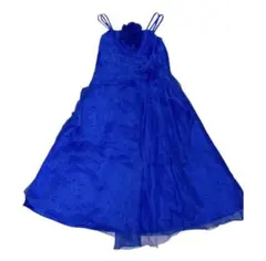 キッズドレス 130 ロイヤルブルー 発表会 結婚式 コサージュ付