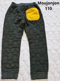 Moujonjon 星型 キルトパンツ 110 カーキ 深緑 ロングパンツ