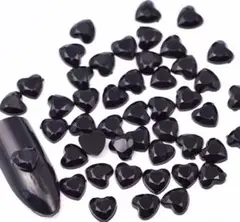 ハート　ネイルパーツ　ブラック　黒　ライン ストーン デコパーツ