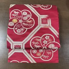 名古屋帯 絞り 鹿子 疋田 繻子 朱色 アンティーク 美品 - メルカリ