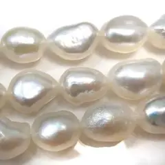 【1連】淡水パール バロック ホワイト 9-11mm pea_122_w
