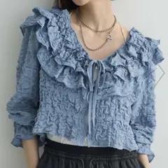 AnriettMusse 2WAYフリルブラウス　ブルー完売カラー