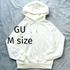 GU ジーユー 白 無地 パーカー プルオーバー　 ユニセックス M