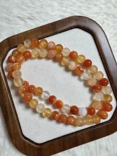 【明るい配色・高コスパ】天然石アゲート瑪瑙 2連ブレスレット パワーストーン