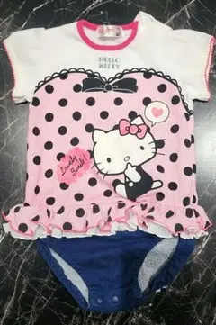 【HELLO KITTY】 ドット柄ロンパース８０cm