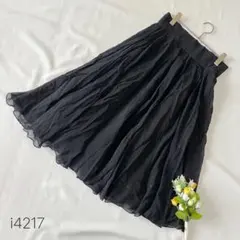 シアー ティアード フレアスカート ドット柄 華やか 上品 大人カジュアル 黒