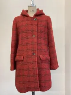 CROCODIE レディースコート　チェック柄　フード付き　サイズM