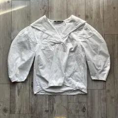 ZARA ホワイト 五分袖シャツ コットン セーラーシャツ