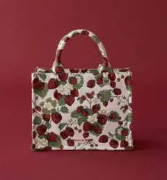 【新品未使用】メゾンドフルール＊イチゴ柄ゴブランスクエアトートバッグ