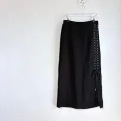 スパイラルガール レースアップ ロング タイト スカート サイドスリット Mのサムネイル