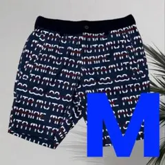 極美品 ムータマリンゴルフ 近年 総柄ゴルフハーフパンツ ネイビー L