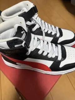 PUMA ハイカットスニーカー ホワイト/ブラック/レッド 25.5 新品箱付き