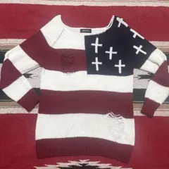 REGINA オフショルダー ストライプニットセーター