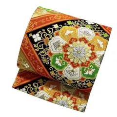 袋帯 フォーマル 黒 華柄 花唐草 豪華 唐織 宝相華 NO-1302