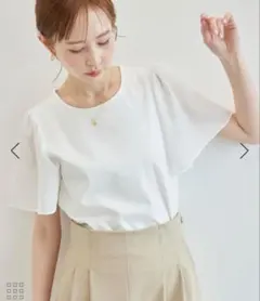 ROPÉ PICNIC ロペピクニック 袖異素材クロップドカットトップス