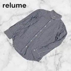 relume 日本製　チェックシャツ　紺　ネイビーのサムネイル