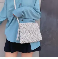 レディース ケーブル編み　バッグ 夏用 韓国  ショルダーバッグ  オシャレ