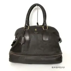 CELINE セリーヌ レザー ボーリング ハンドバッグ ダークブラウン