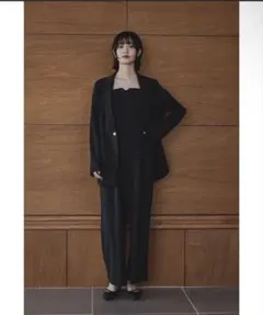 最終価格‼︎ 美品 ＜conte＞サテン サスペンダー ワイドパンツ 36