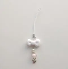 ホワイトリボン携帯ストラップ