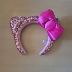 ピンクスパンコールリボンカチューシャ