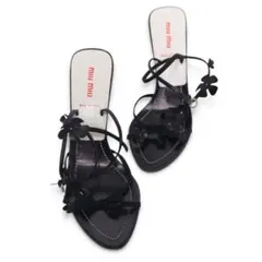 90s miumiu archive フラワーモチーフ ヒール サンダルのサムネイル