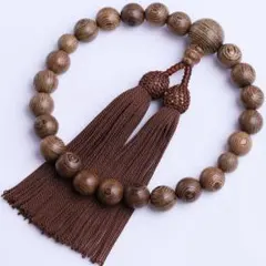 【天然木】木製数珠 2本タッセル【数珠袋付き】
