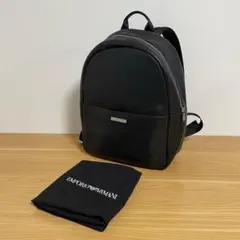 エンポリオアルマーニ　レザーリュック　バックパック　ロゴプレート　ブラックのサムネイル