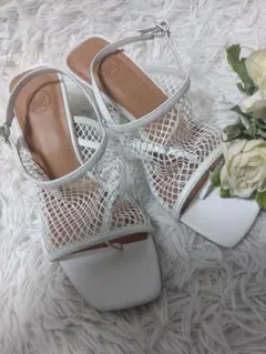 STACCATO スタッカート メッシュ サンダル ストラップ 24 白のサムネイル