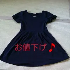 earth music&ecology 半袖フレアワンピース ネイビー S