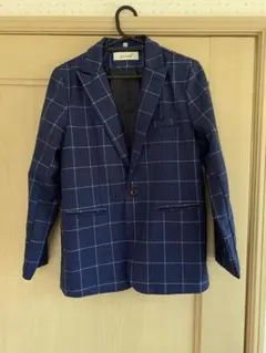 zz.luxi 170男子ネイビー チェック柄 スーツ4点セット 卒園入学式