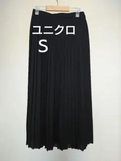 【美品】ユニクロ シフォンプリーツロングスカート(丈標準) Ｓ ブラック