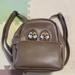 チップとデール　刺繍ブラウンレザー　リュックのサムネイル