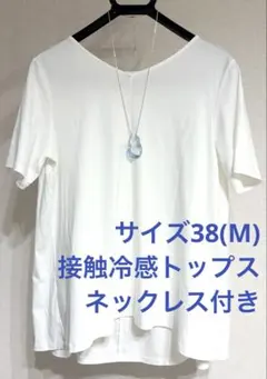 インディヴィ 【洗える】バックフレアスムーストップス ホワイト 接触冷感 38