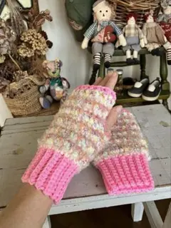 お*ん様 手編み　ハンドウォーマー　アームウォーマー